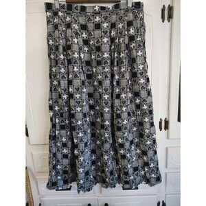 Pendleton Classic Women's Size 14 Black and White Print Long Maxi Pleated Skirt